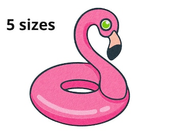 Summer Flamingo Pool Float Embroidery Design (5 Sizes) (Digital Download)