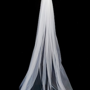 Wedding Veil, Tulle Bridal Veil Wedding Long Veil, Bride Wedding Veil, White, Ivory Cathedral Long Veil, Simple image 9