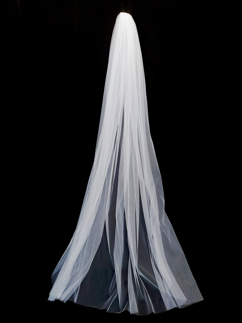 Wedding Veil, Tulle Bridal Veil Wedding Long Veil, Bride Wedding Veil, White, Ivory Cathedral Long Veil, Simple image 9