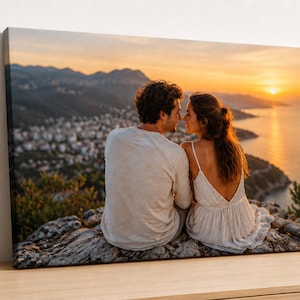 Impressão personalizada em tela com sua foto, tela feita sob medida a partir da sua imagem, retrato de família, presente de casamento, presente de aniversário, arte de parede personalizada.