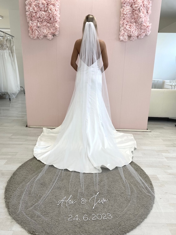 Velo Da Sposa Lungo Cathedral HEREAD – 300 Cm In Tulle Morbido Con Pettine – Bianco O Avorio - 3