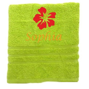 Personalised Towel, Embroidered Towels with Name and Flower , Custom Towels, Embroidered Towel, Towel Christmas Gift for Luck