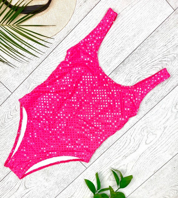 Tank Pink One Piece Swimsuit Bathing Suit Cut Back Beach