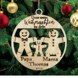 Personalized Unser erstes weihnachten zu dritt Wooden Decoration Custom Christmas Decoration Family Names First Christmas Hanging Decoration