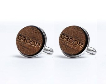 Wedding Groom Cufflinks WoodenWedding  Cufflinks Gift for Groom Cufflinks, Natural Cufflinks Engraved Boho Wedding Natural Style Wedding