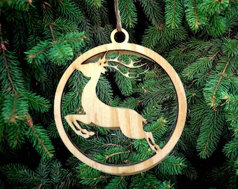 Deer Christmas Wooden Decoration, Christmas Tree Modern Decoration,Hanging Wooden Christmas Decoration, Wooden Decoration Deer