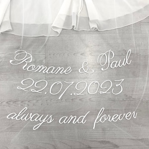Velo Personalizado con Bordado, Velo Personalizado con Frases, Palabras, Letras, Nombres, Iniciales, Velo de novia Catedral, Velo de Tul de Novia