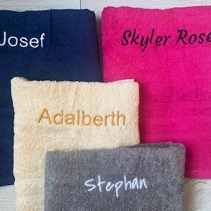 Personalised Embroidered Towels with Name or Text, Hand Towel, Bath Towel, Custom Towels, Embroidered Towel, Towel Christmas Gift 100% image 2