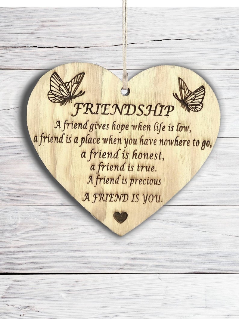 Friendship Best Friends Plaque Wooden Hanging Heart Plaque Etsy