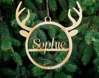 Personalized Christmas Wooden Decoration, Name Christmas Tree Modern Decoration, Hanging Wooden Christmas Decoration, Custom Name