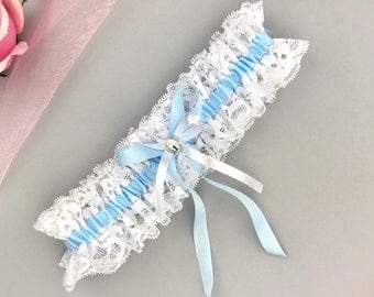 Bridal Garter, Lace White and Blue Garter, Lace Garter, Garter, Wedding Garter, Bride, Wedding Garter