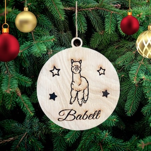 llama Personalized Christmas Wooden Decoration, llama Tree Decoration Hanging Wooden Christmas Decoration Custom Name llama