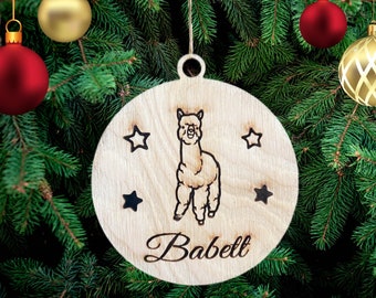 llama Personalized Christmas Wooden Decoration, llama Tree Decoration Hanging Wooden Christmas Decoration Custom Name llama