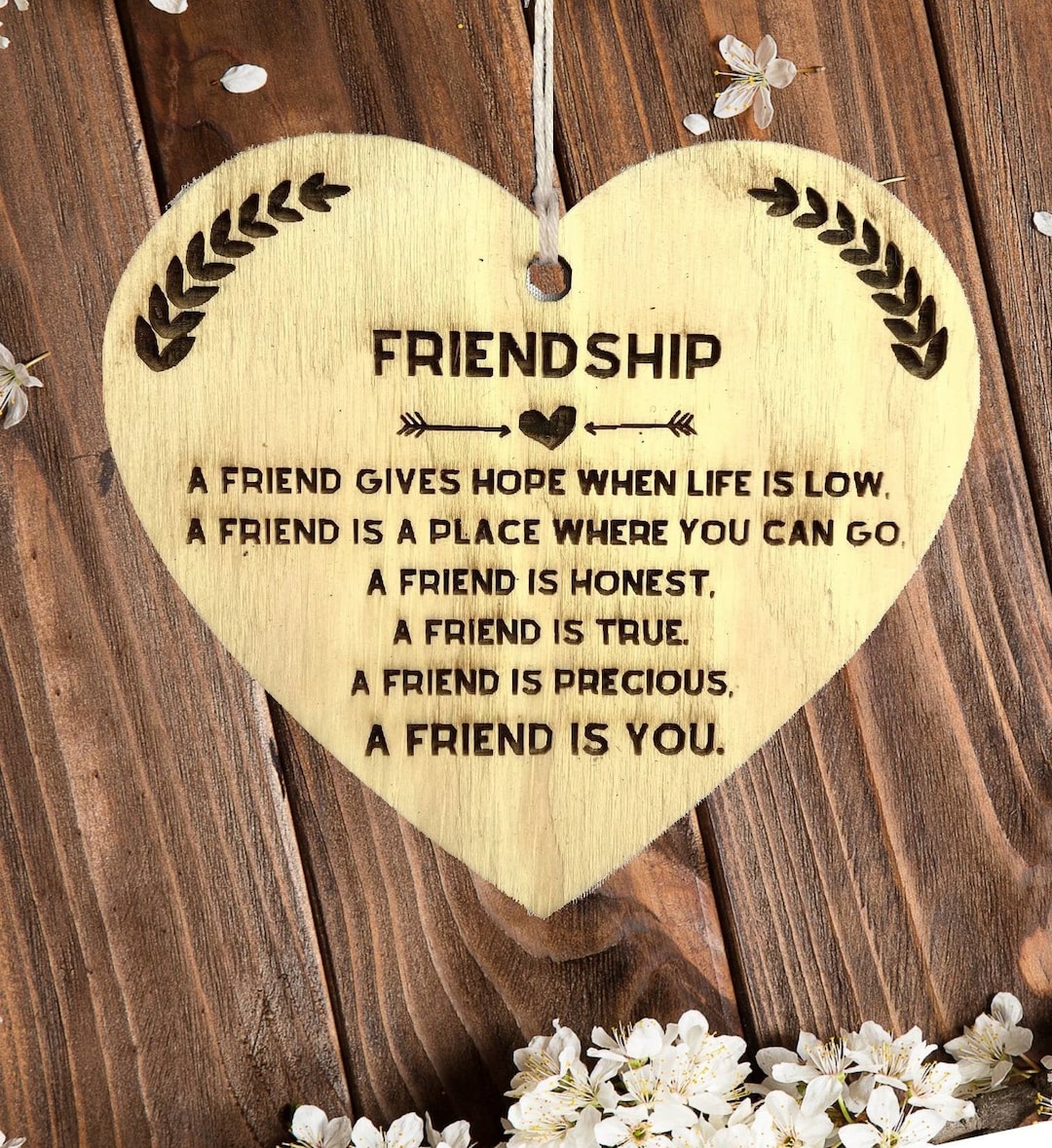 Friendship Best Friends Plaque Wooden Hanging Heart Plaque Etsy