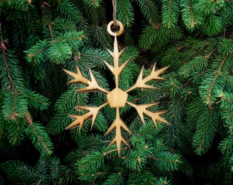 Christmas Wooden Snowflake Decoration, Christmas Tree Decoration,Hanging Snowflake Christmas Decoration, Modern Decoration Wood, Snowflake