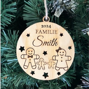 Personalized Familie Christmas Wooden Decoration, Gingerbread Custom Christmas Decoration Family Names Hanging Decoration, Custom Names