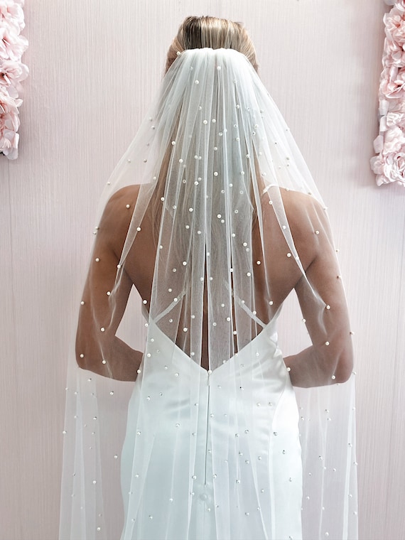 Velo Da Sposa SAMKY Con Perle E Cristalli – Lunghezza Gomito (76 Cm), Colore Avorio Chiaro. Il Tocco Romantico Per Il Tuo Abito Da Sposa