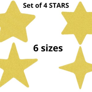 Set of 4 Stars Embroidery Design, 6 sizes, Star Embroidery, Stars Embroidery, Machine Embroidery Design, Stars  Design, Instant Download