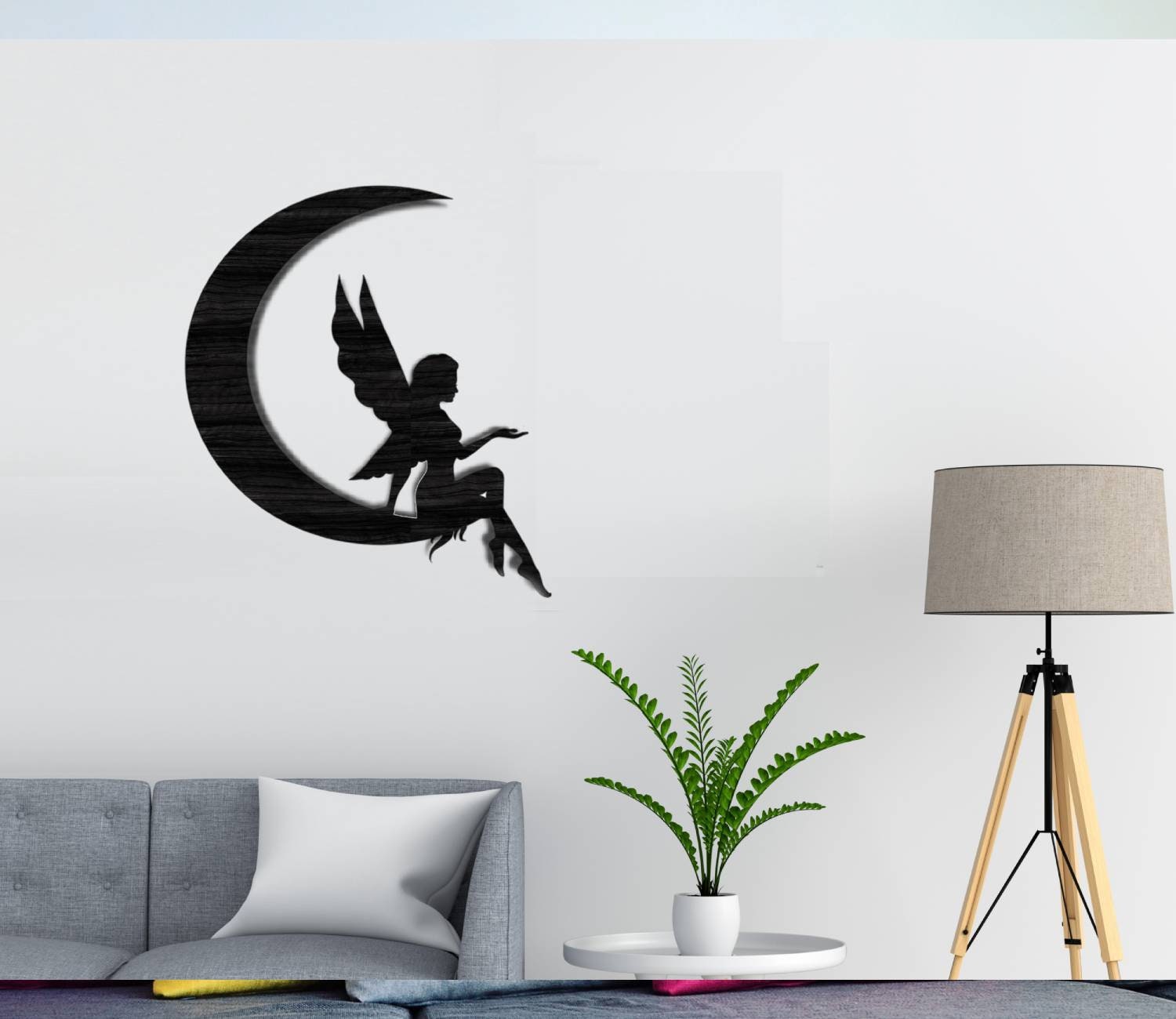 Fairy Decoration Wooden Wall Fairy on the Moon Nursery Room Etsy UK