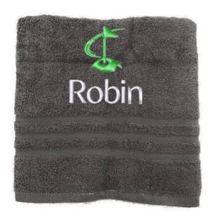 Personalised Golf Towel, Embroidered Towel with Name and Golf Symbol