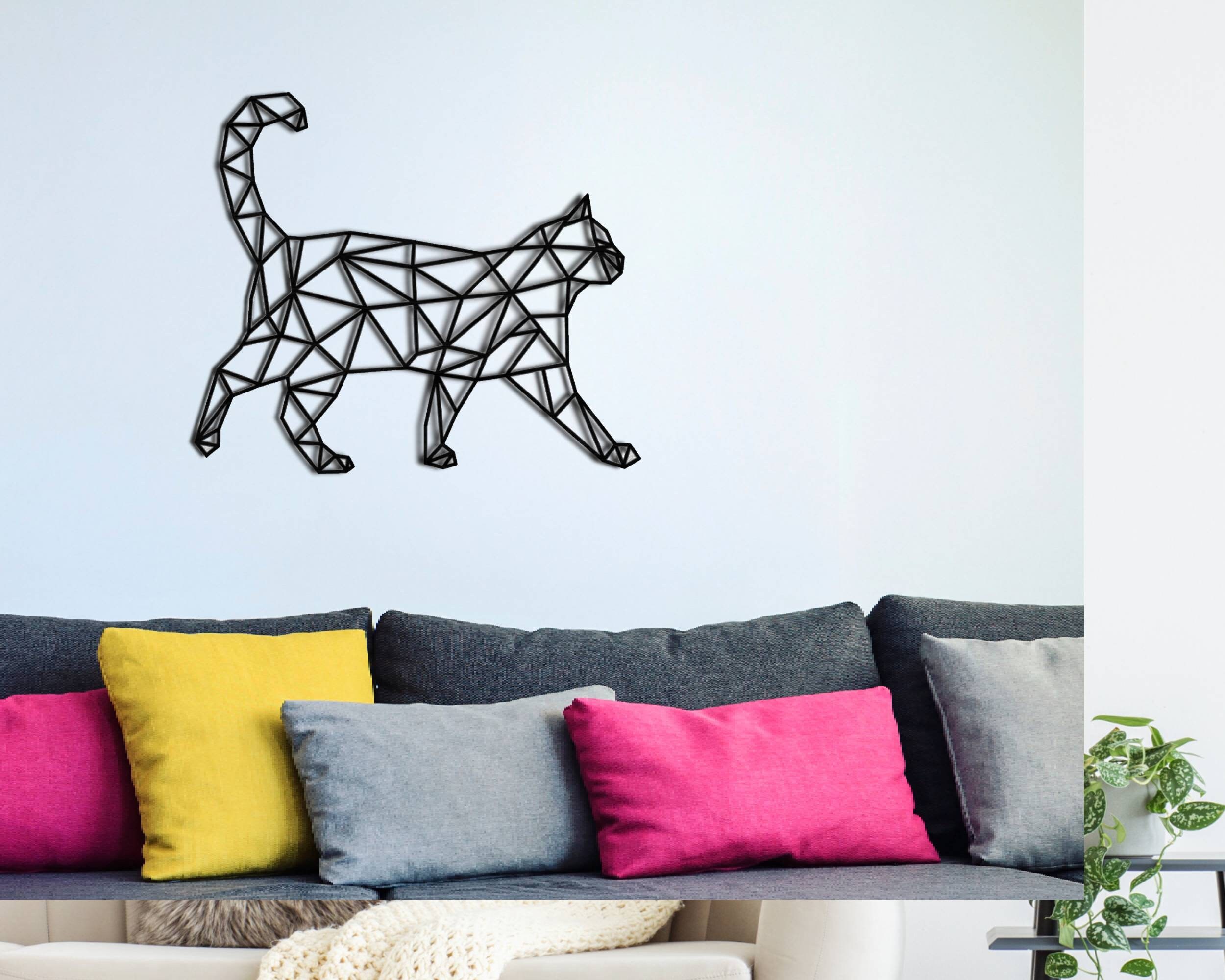 Cat Wall Decoration Wooden Cat Large up to 100 Cm Geometric Etsy