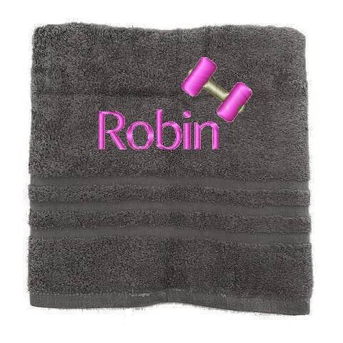Personalised Gym Towel, Embroidered Towels with Name and Dumbbells, Workout Custom Towels, Gift for Her, Towel Christmas Gift for Sport