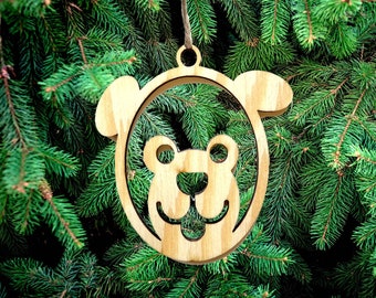 Dog Christmas Wooden Decoration, Cute Kids Christmas Tree Decoration,Hanging Wooden Christmas Decoration, Wooden Modern Decoration Kids