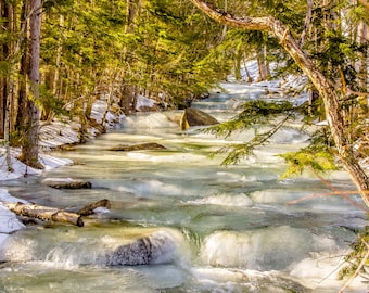 ICY WINTER RIVER, Vermont winter, Vermont Landscapes, New England Scenes, Vermont lovers gift, Vermont Scenic, Framed Vermont Gift Art Print