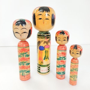 RARE Kokeshi Dolls Set By Shuichi Umeki and Kaganuma Zaotakayu style Traditional vintage creative
