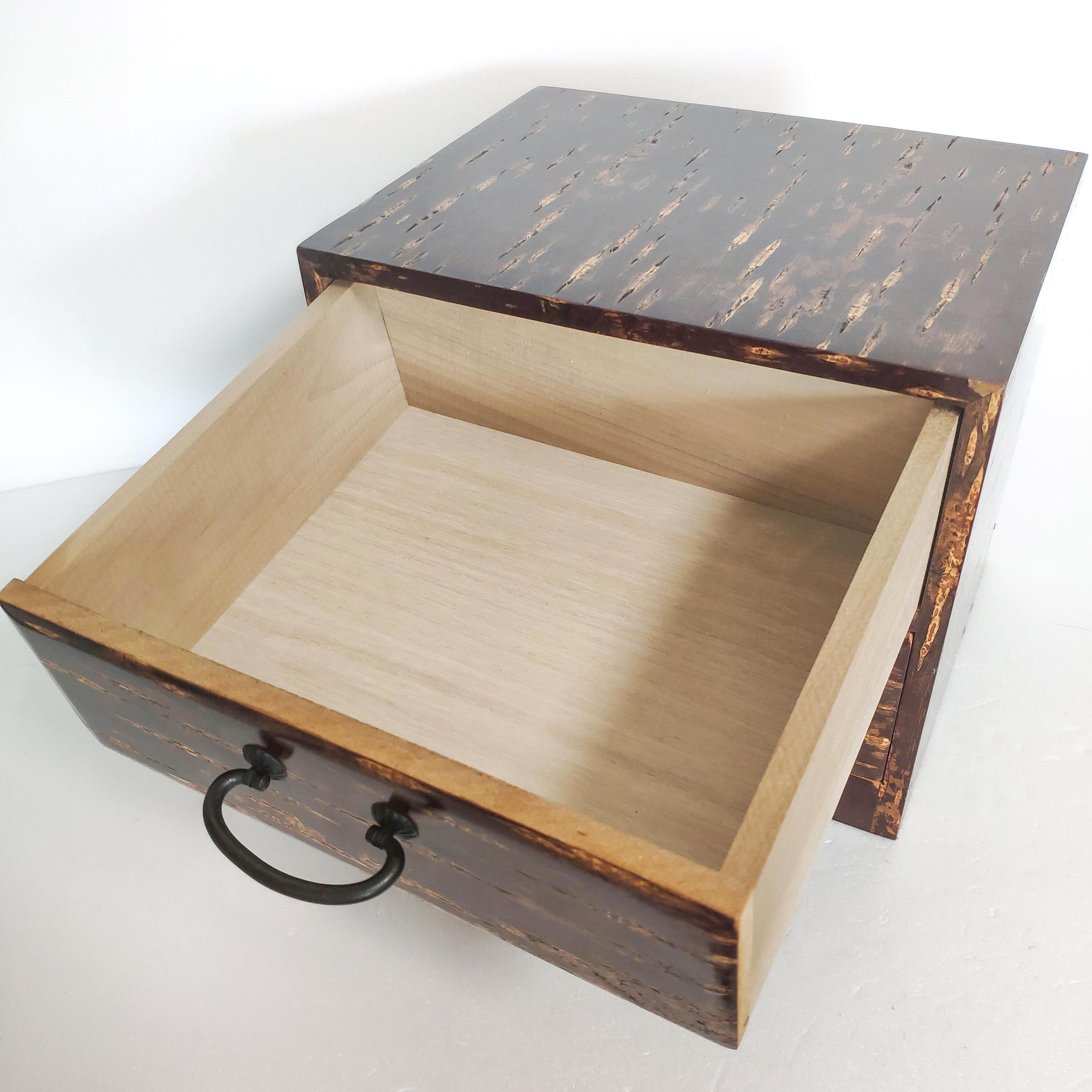 Handmade Japanese Vintage 2 Drawers Lacquered Wood Dresser Etsy