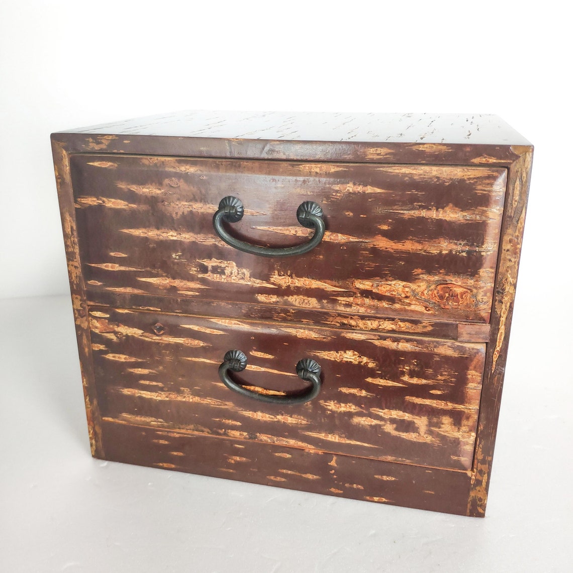 Handmade Japanese Vintage 2 Drawers Lacquered Wood Dresser Etsy