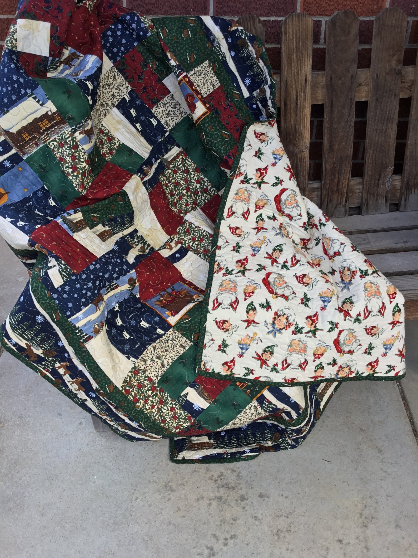 Woodland Christmas quilt with a fun vintage flannel by Etsy