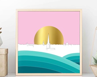 Norwich skyline from Nr3, A Fine City | Colourful UK travel wall art
