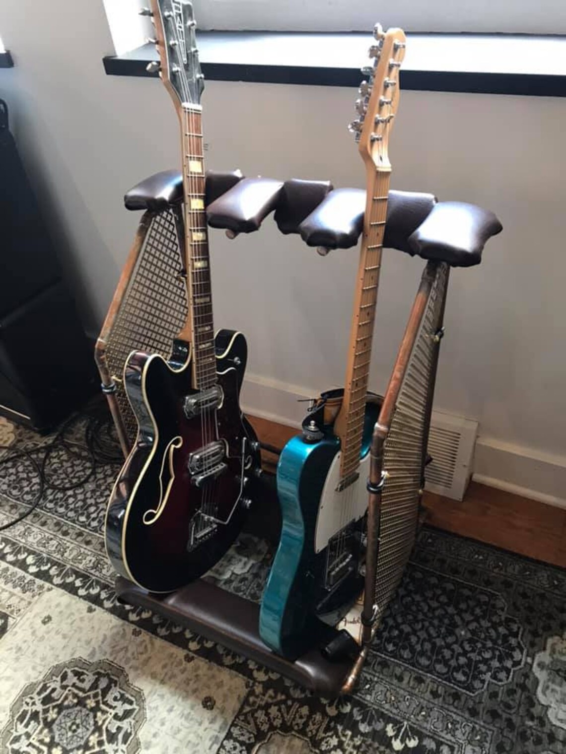 Steel City Vintage MK B Standard 3 Space Guitar Boat Rack Faux Ostrich