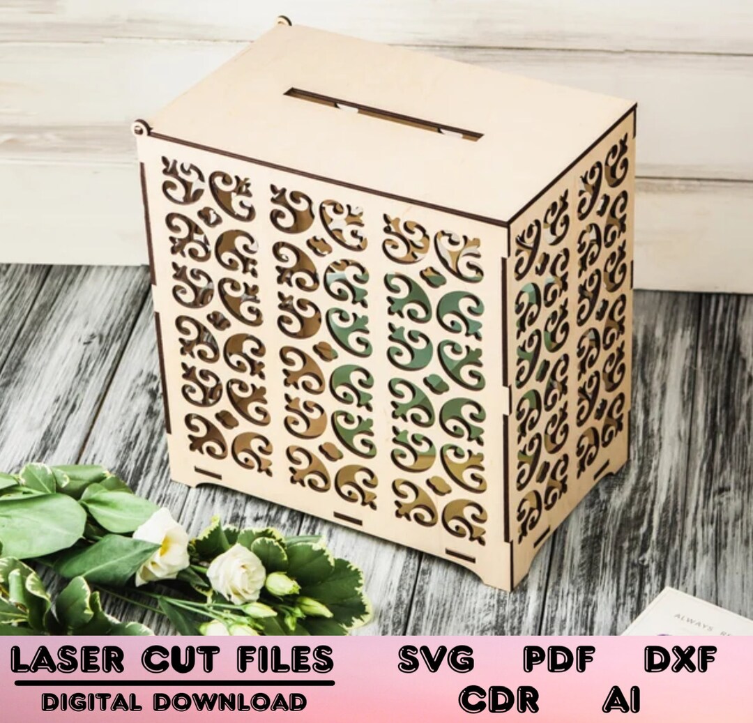 Wedding Card Box Svg, Wedding Card Box Pdf, Wooden Card Box Svg, Wooden