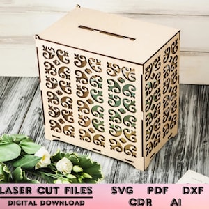 Caja de tarjetas de boda svg, Caja de tarjetas de boda pdf, Caja de tarjetas de madera svg, Caja de tarjetas de madera pdf, Caja de dinero svg, Caja de dinero pdf, Caja de tarjeta svg