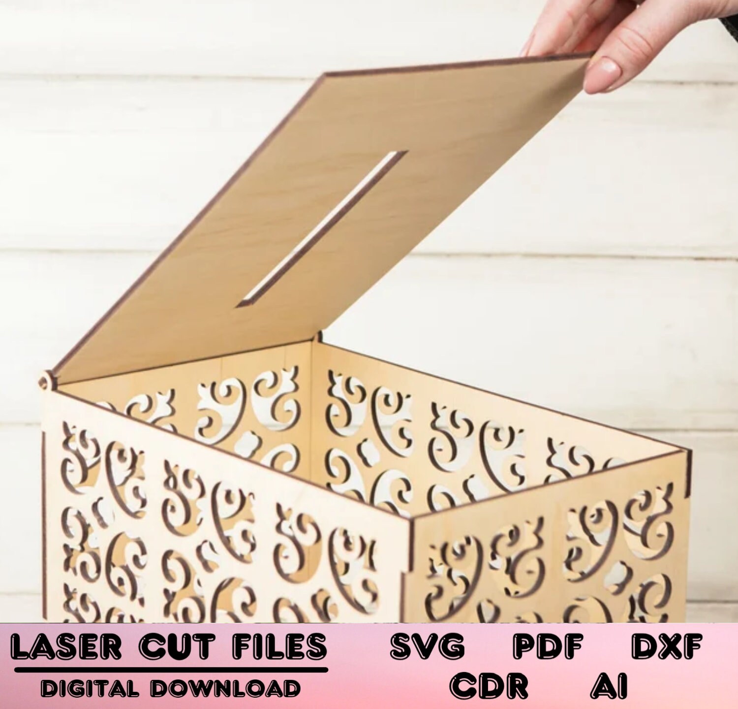 Wedding Card Box Svg, Wedding Card Box Pdf, Wooden Card Box Svg, Wooden Card Box Pdf, Money Box