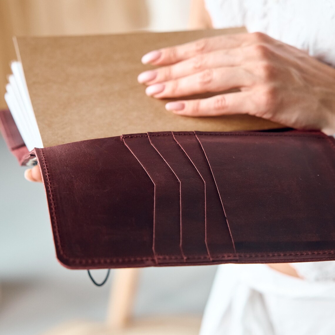Personalized Leather Notebook Cover, Notebook Cover With Pockets ...