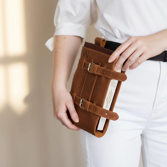 Leather book belt holder, Leather book holster, Book belt carrier, Waist book holder, Medieval book holder, Custom book holder for belt