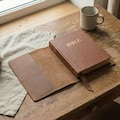 Handmade leather Bible cover, Personalized leather Bible cover, Leather Bible cover for men, Leather Bible sleeve, Leather Bible book cover product logo