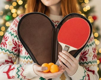 Custom leather ping pong case, Ping pong racket case, Personalized ping pong case, Table tennis racket case, Ping pong paddle pouch