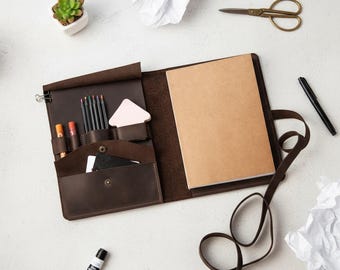 Handmade leather sketchbook cover, Personalized sketchbook cover, Drawing journal leather, Leather sketchbook holder, Artist sketchbook case