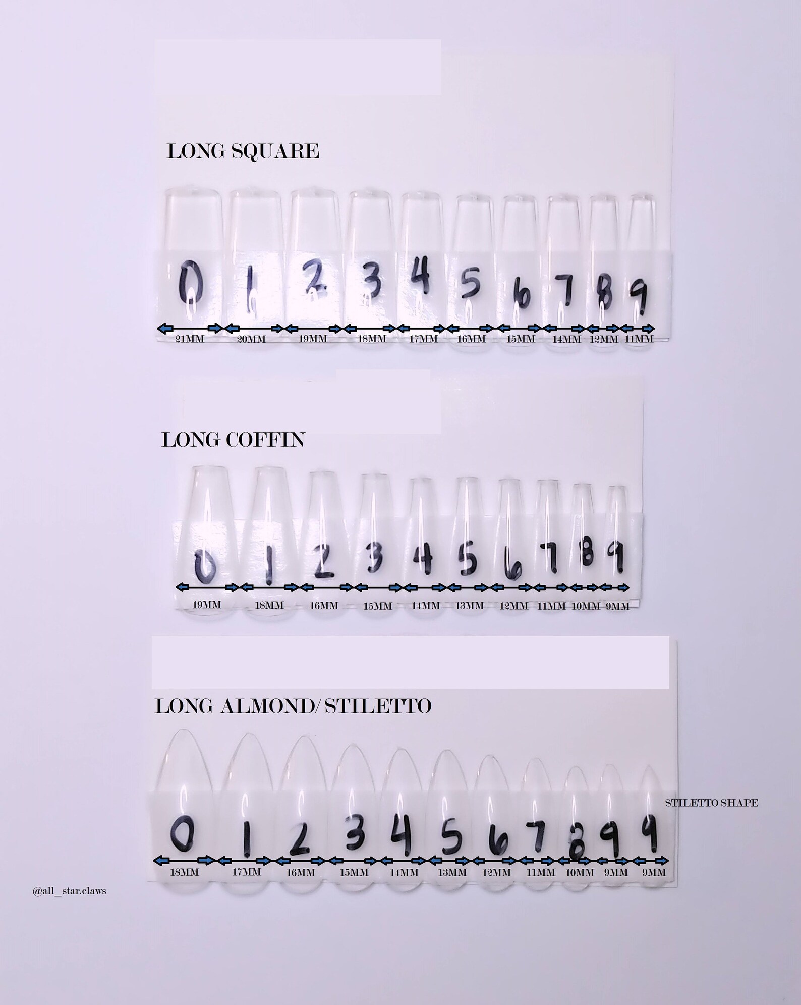 Nail Sample Size KitBlankSamplePress On Nails Etsy