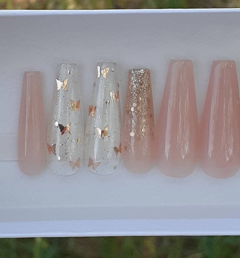 Butterfly Rose Gold Press on Nails | Etsy
