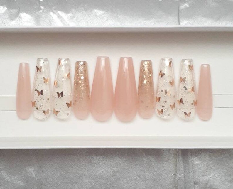 Butterfly Rose Gold Press on Nails - Etsy