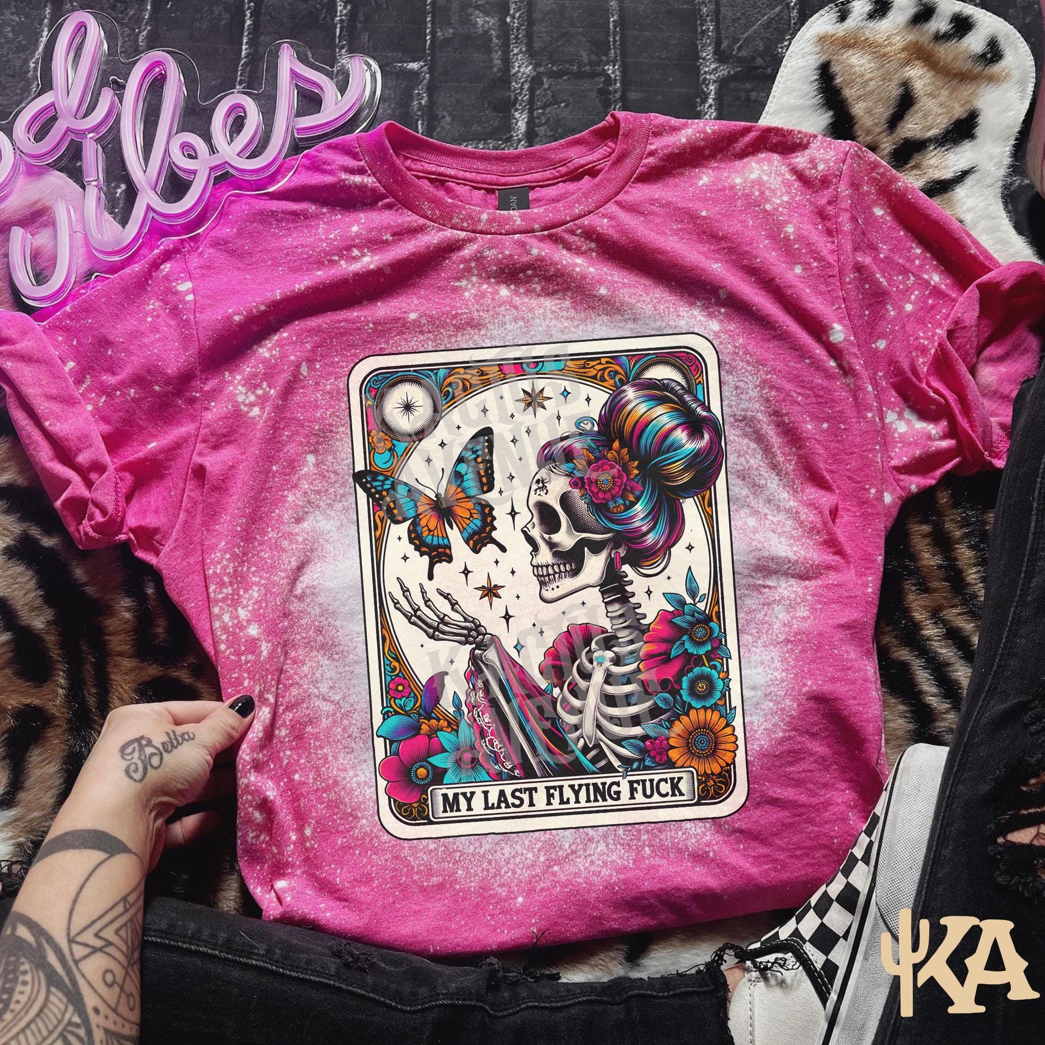 Bleached Graphic Tee: Skeleton Cowgirl, Yallternative Grunge