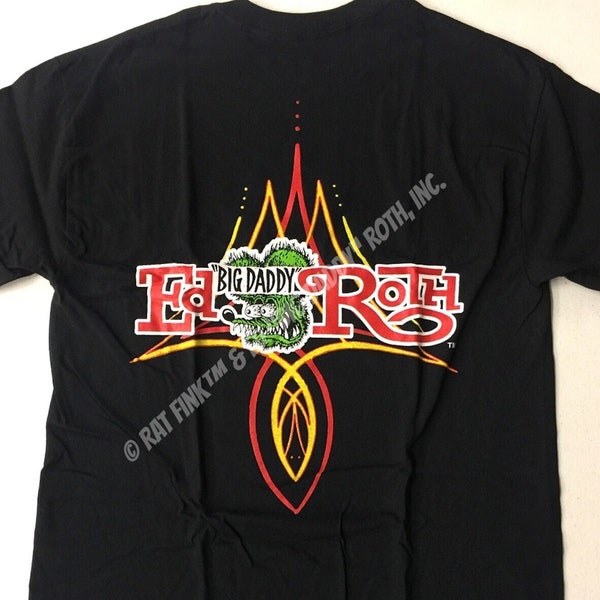 Official Rat Fink T-Shirt Ed Big Daddy Roth Logo Pinstriping Men's Black Tee Size S-5XL