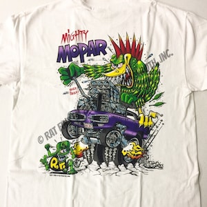 Official Rat Fink Mighty Mopar T-Shirt Ed Big Daddy Roth Men&#39;s White Tee Size S-5XL