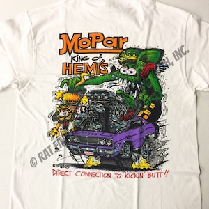 Official Rat Fink Mopar King of Hemis T-Shirt Ed Big Daddy Roth Men&#39;s White Tee Size S-5XL