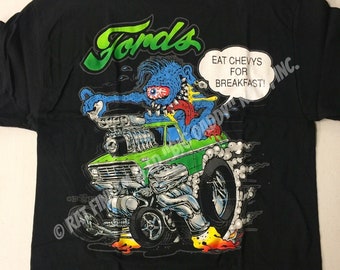 Official Rat Fink Fords Eat Chevys T-shirt Ed Big Daddy Roth